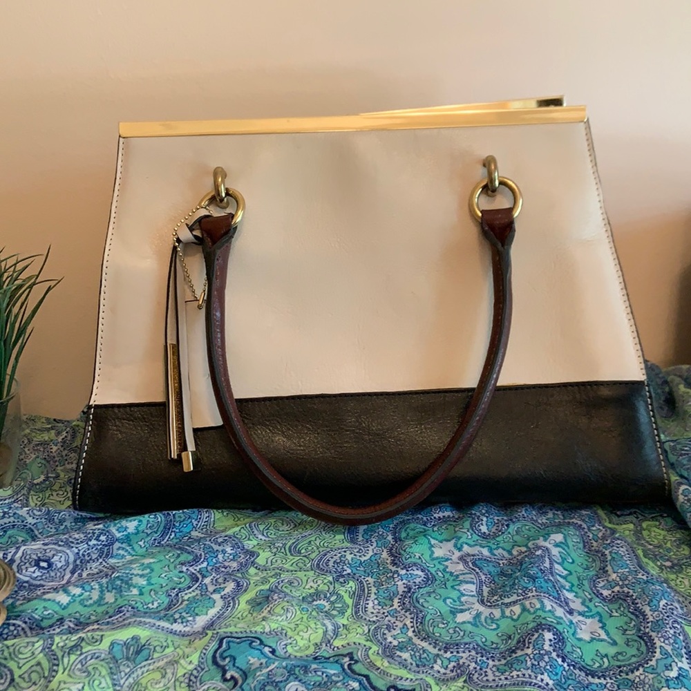 Wilsons Leather Black and White Satchel